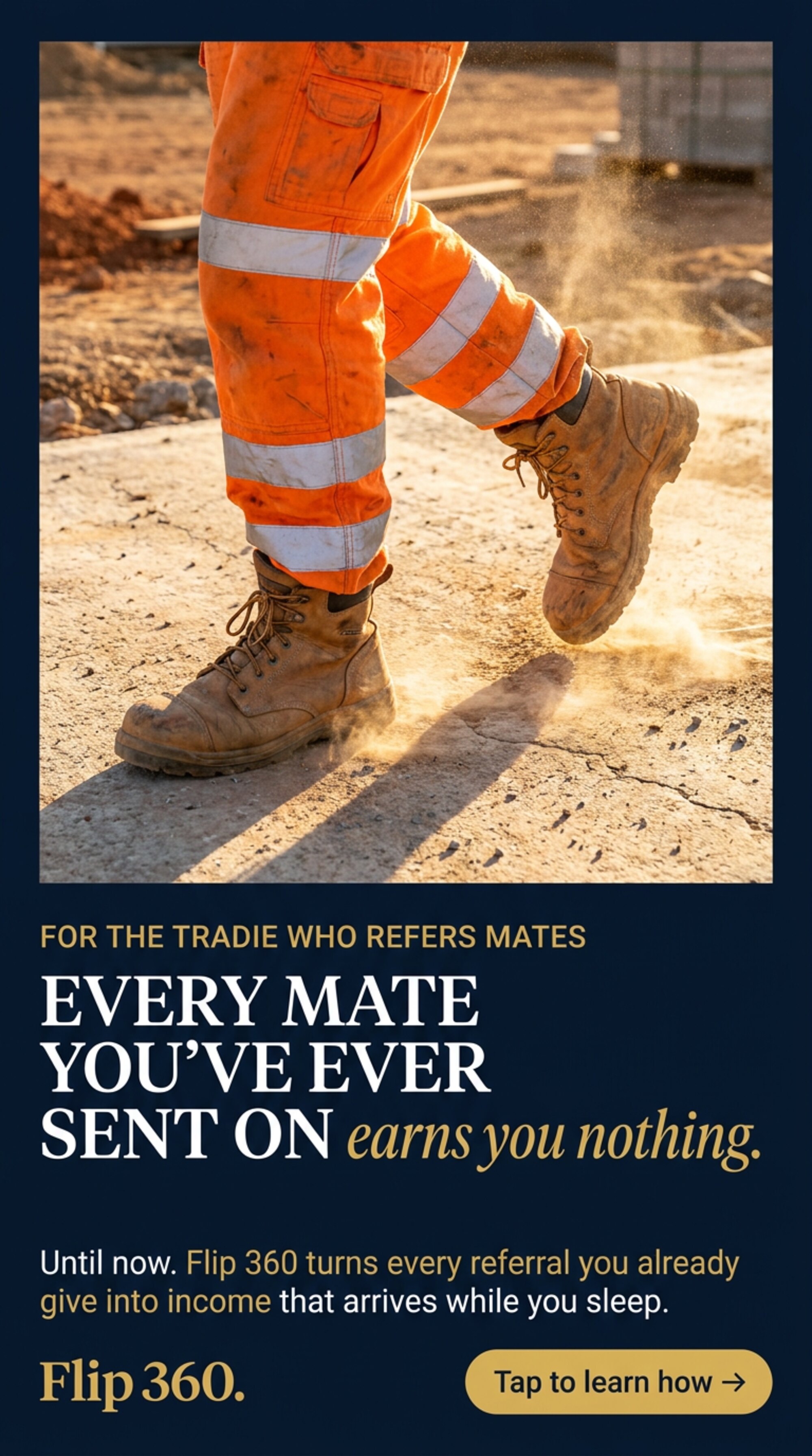 Story / TikTok vertical — For the tradie who refers mates